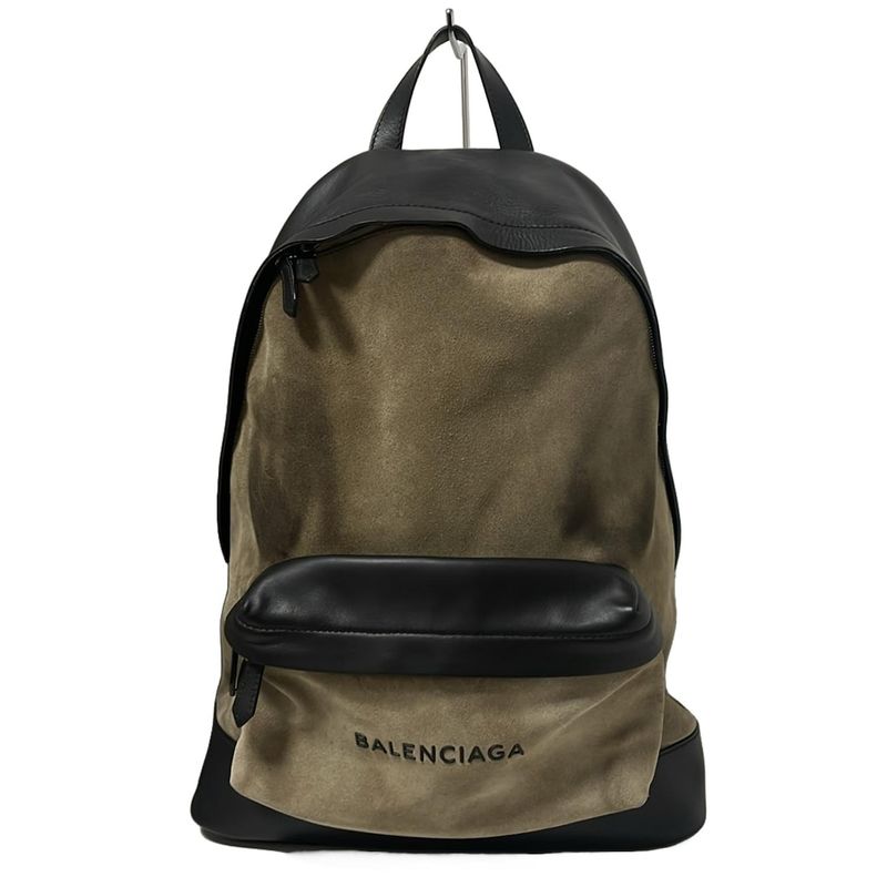 Balenciaga Backpack Sac Navy Backpack 392007 Grey Beige And Black Leather