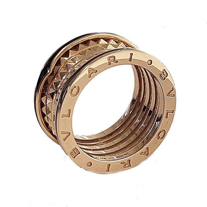 Bulgari Bvlgari Bzero1 Rock 4 Band Ring With Studs Spiral 18K 750 58 PG Pink
