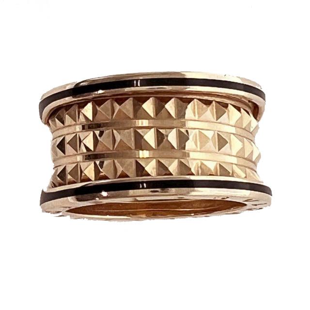 Bulgari Bvlgari Bzero1 Rock 4 Band Ring With Studs Spiral 18K 750 58 PG Pink