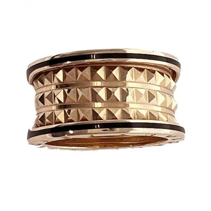 Bulgari Bvlgari Bzero1 Rock 4 Band Ring With Studs Spiral 18K 750 58 PG Pink