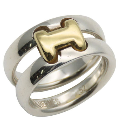 Hermes Ring / Rings Olympe H Motif 52 Silver 925 18K Yellow Gold Approx 9.0g