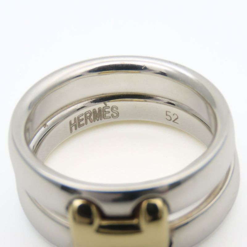 Hermes Ring / Rings Olympe H Motif 52 Silver 925 18K Yellow Gold Approx 9.0g