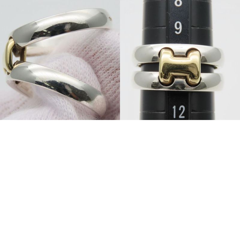 Hermes Ring / Rings Olympe H Motif 52 Silver 925 18K Yellow Gold Approx 9.0g