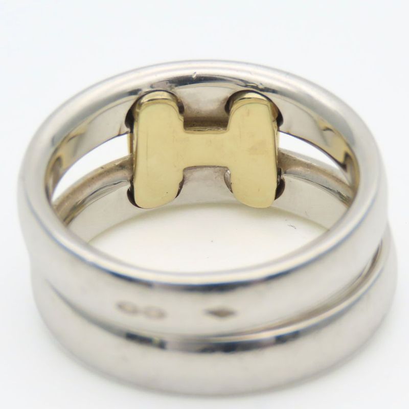 Hermes Ring / Rings Olympe H Motif 52 Silver 925 18K Yellow Gold Approx 9.0g