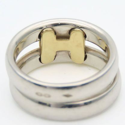 Hermes Ring / Rings Olympe H Motif 52 Silver 925 18K Yellow Gold Approx 9.0g