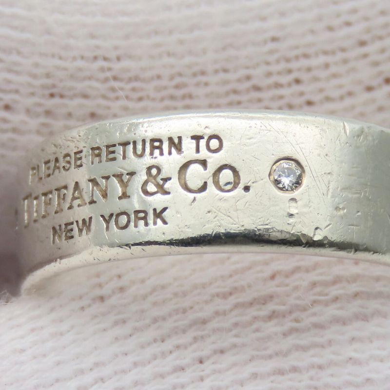 Tiffany & Co Ring - Return To Narrow 925 Silver With Diamonds Approx 4.7g