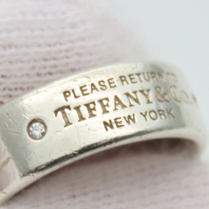 Tiffany & Co Ring - Return To Narrow 925 Silver With Diamonds Approx 4.7g