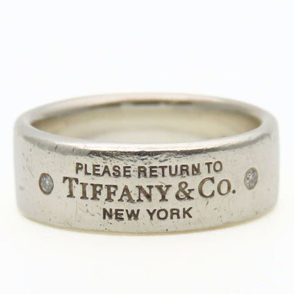 Tiffany & Co Ring - Return To Narrow 925 Silver With Diamonds Approx 4.7g