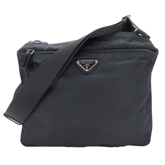 Prada Shoulder Bag Nylon Black Crossbody Triangle Plate Casual Women Men Prada