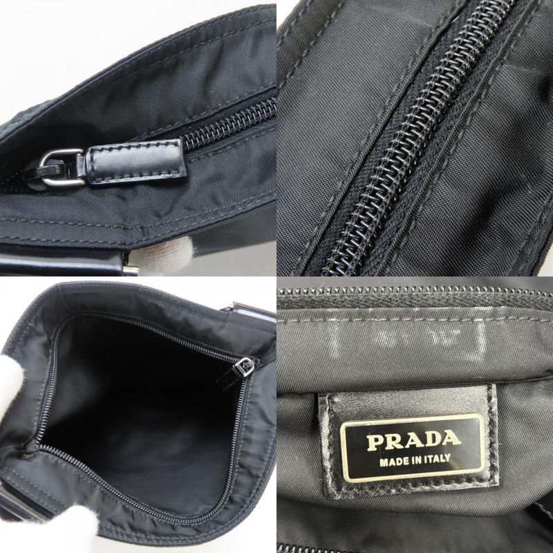 Prada Shoulder Bag Nylon Black Crossbody Triangle Plate Casual Women Men Prada