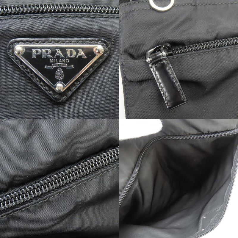 Prada Shoulder Bag Nylon Black Crossbody Triangle Plate Casual Women Men Prada