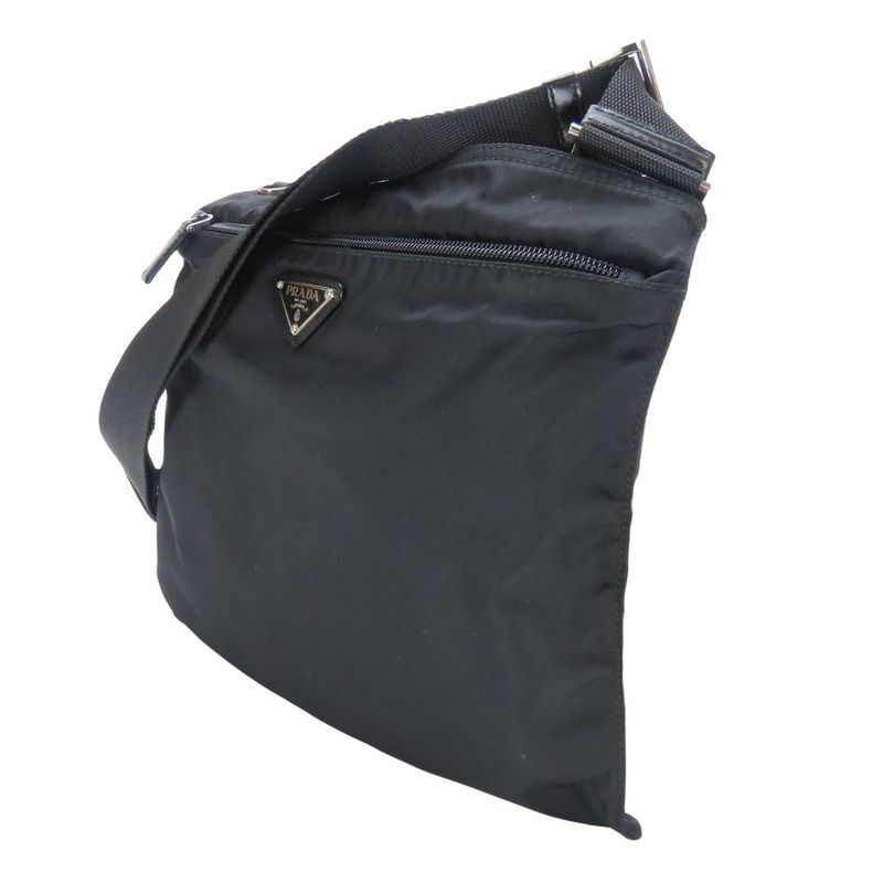 Prada Shoulder Bag Nylon Black Crossbody Triangle Plate Casual Women Men Prada