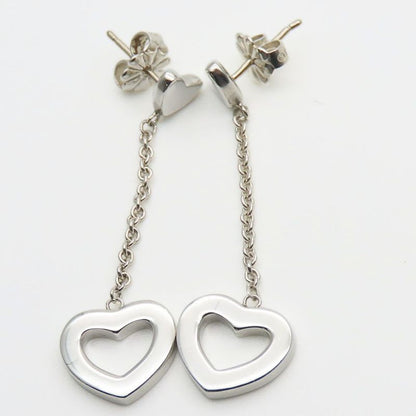 Tiffany & Co Earrings Heart Link Drop Swing 925 Silver Approx 3.9g Silver