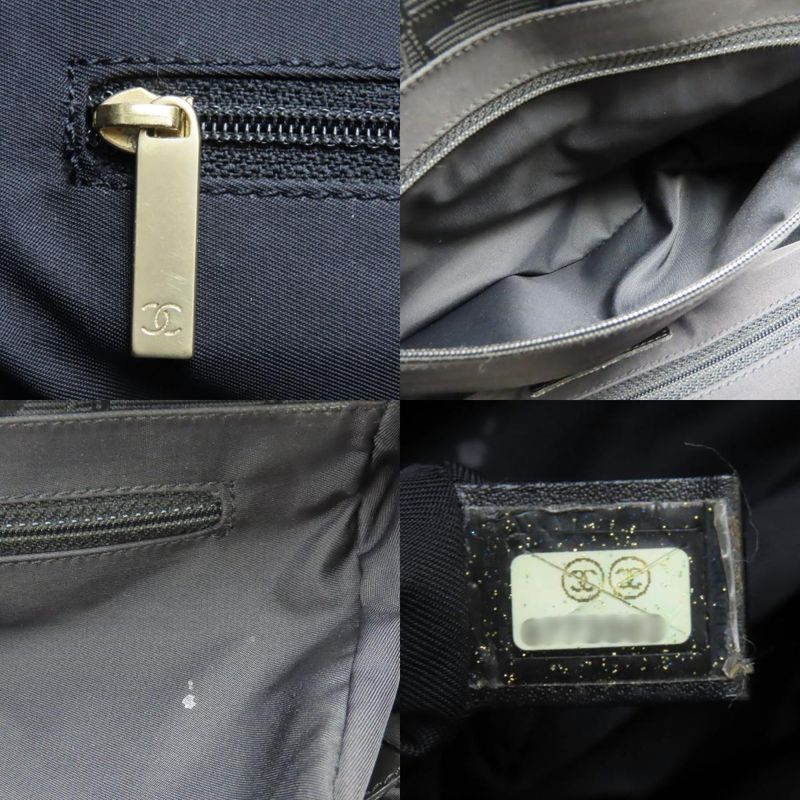 Chanel Tote Bag PM New Travel Line Jacquard Nylon Leather Black Coco-mark 8