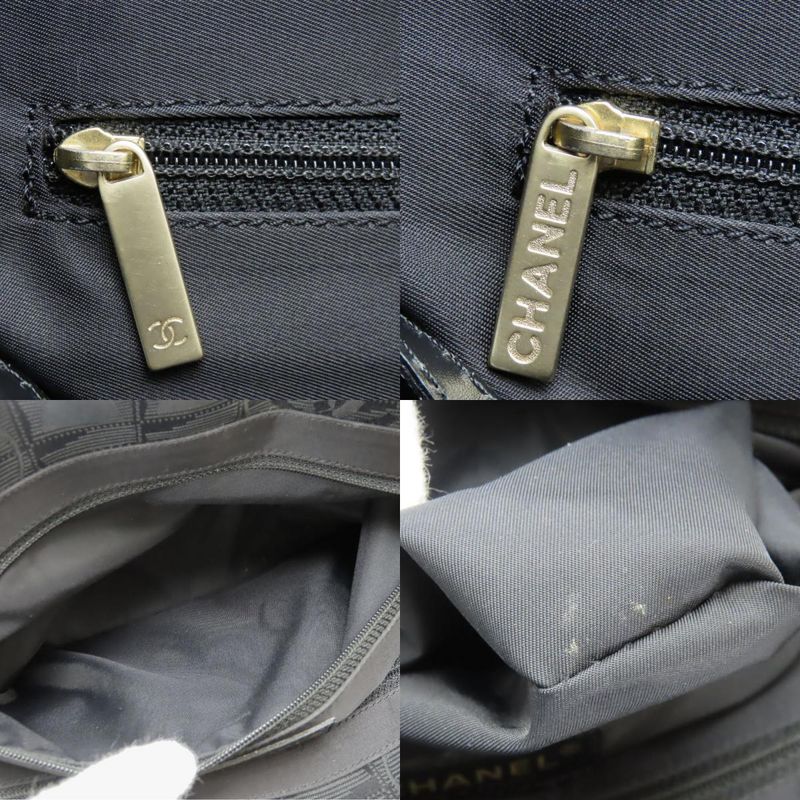 Chanel Tote Bag PM New Travel Line Jacquard Nylon Leather Black Coco-mark 8