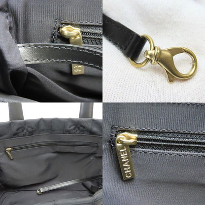 Chanel Tote Bag PM New Travel Line Jacquard Nylon Leather Black Coco-mark 8
