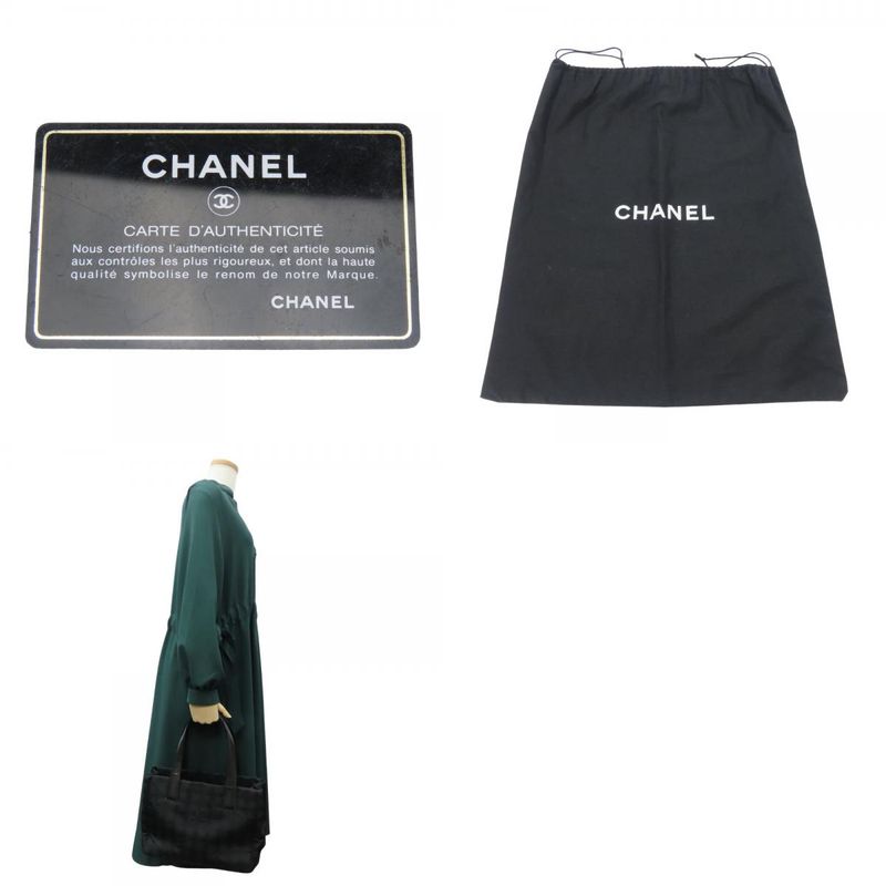 Chanel Tote Bag PM New Travel Line Jacquard Nylon Leather Black Coco-mark 8