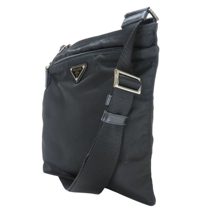 Prada Shoulder Bag Nylon Black Crossbody Triangle Plate Casual Ladies Women