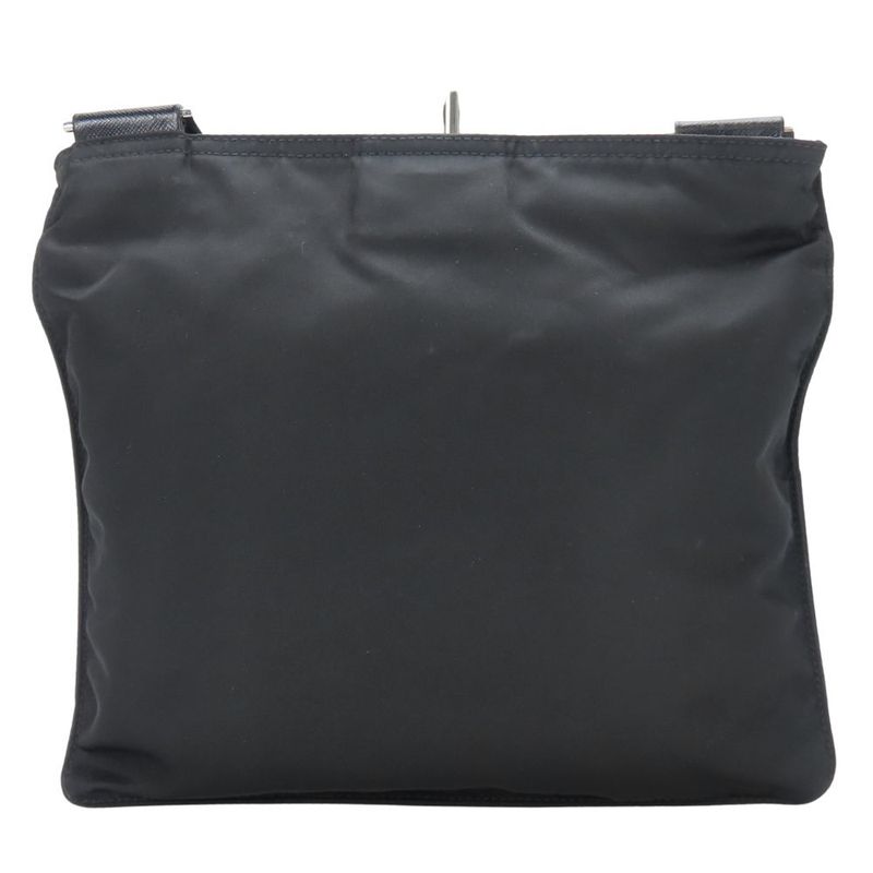 Prada Shoulder Bag Nylon Black Crossbody Triangle Plate Casual Ladies Women