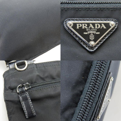 Prada Shoulder Bag Nylon Black Crossbody Triangle Plate Casual Ladies Women