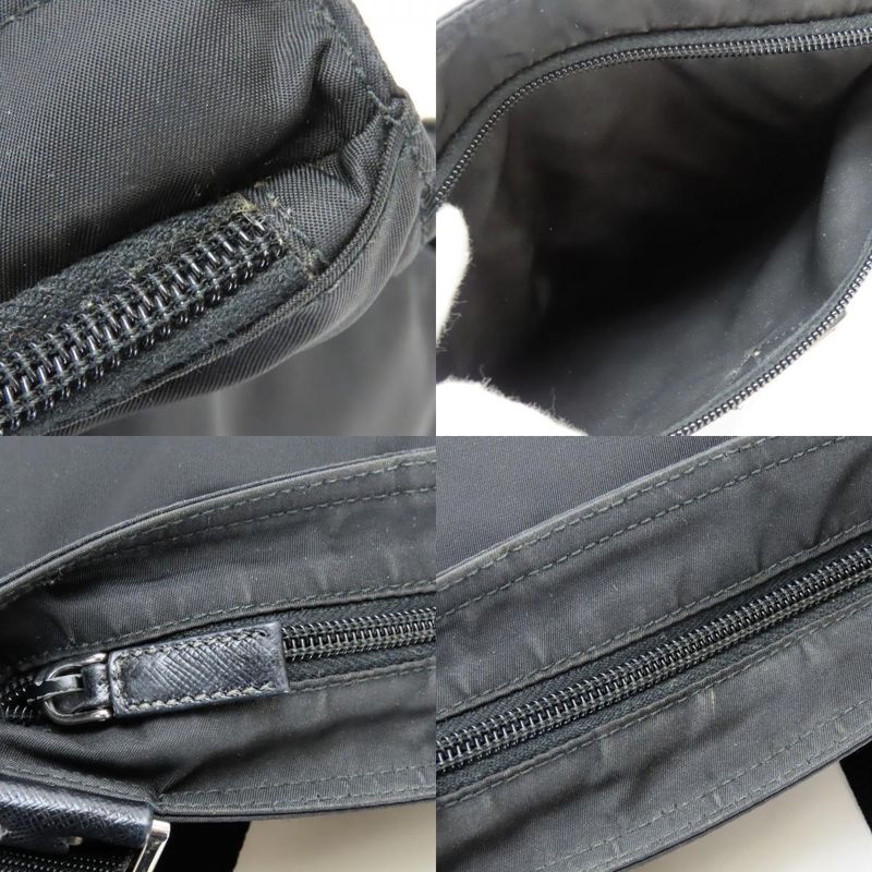 Prada Shoulder Bag Nylon Black Crossbody Triangle Plate Casual Ladies Women
