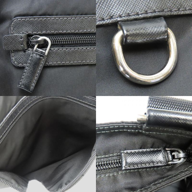 Prada Shoulder Bag Tessuto Nylon Black Crossbody Triangle Plate Casual Sakosh