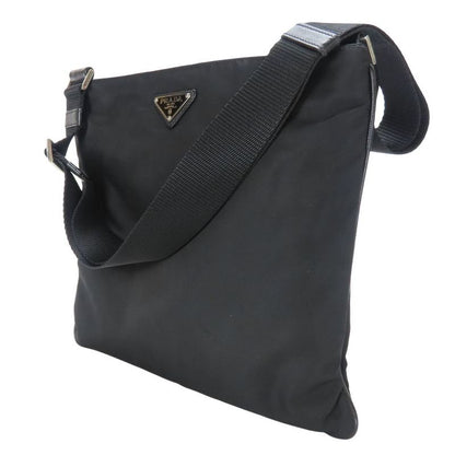 Prada Shoulder Bag Tessuto Nylon Black Crossbody Triangle Plate Casual Sakosh