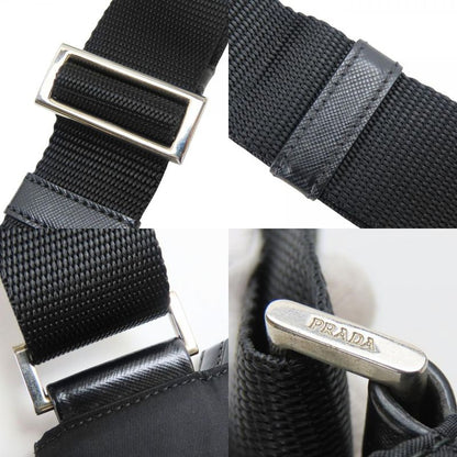 Prada Shoulder Bag Tessuto Nylon Black Crossbody Triangle Plate Casual Sakosh