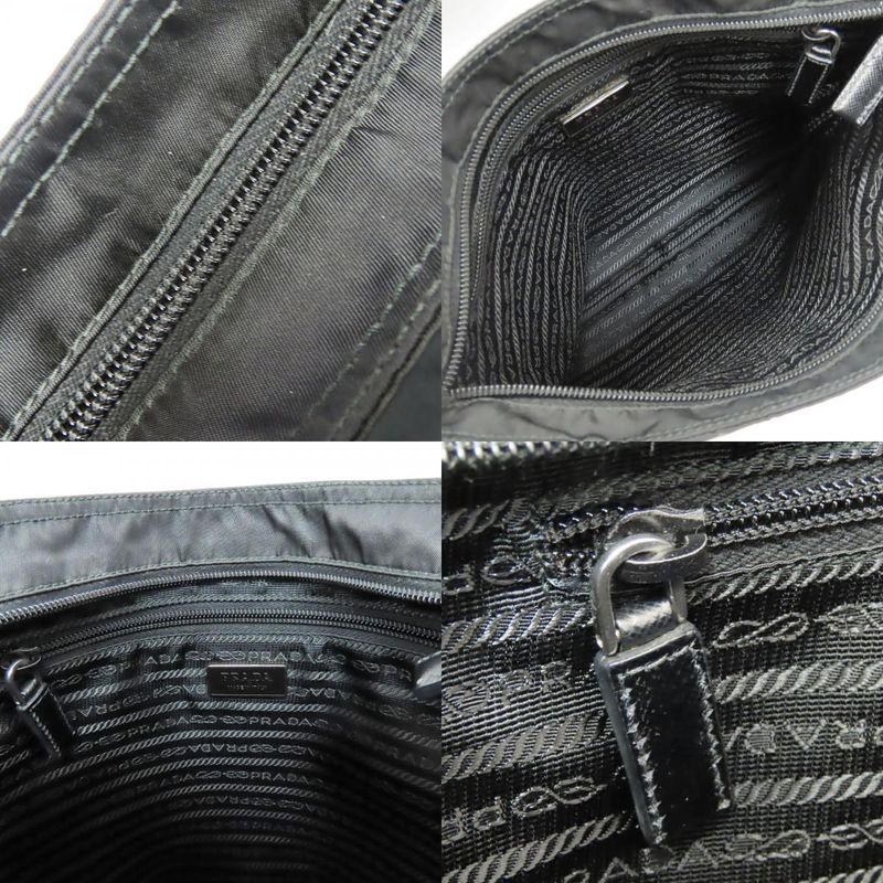 Prada Shoulder Bag Tessuto Nylon Black Crossbody Triangle Plate Casual Sakosh