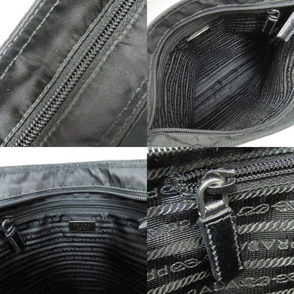 Prada Shoulder Bag Tessuto Nylon Black Crossbody Triangle Plate Casual Sakosh
