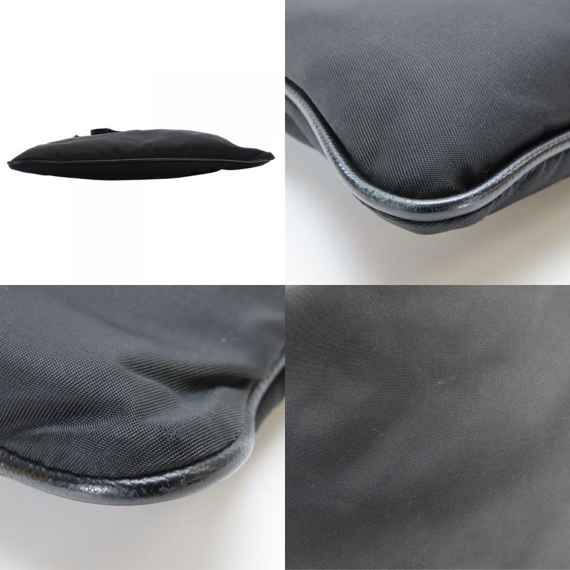 Prada Shoulder Bag Tessuto Nylon Black Crossbody Triangle Plate Casual Sakosh