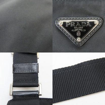 Prada Shoulder Bag Tessuto Nylon Black Crossbody Triangle Plate Casual Sakosh