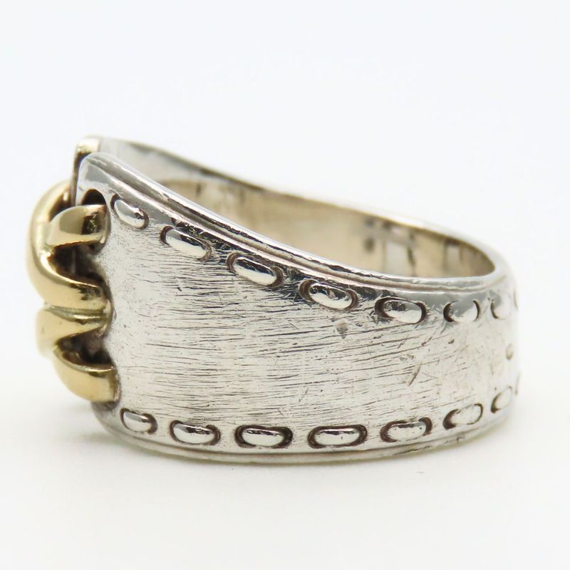 Hermes Ring Mexico Double 53 Silver 925 18K Yellow Gold Approx 8.6g Silver Gold