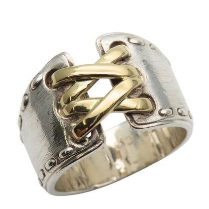 Hermes Ring Mexico Double 53 Silver 925 18K Yellow Gold Approx 8.6g Silver Gold