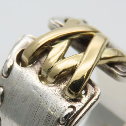 Hermes Ring Mexico Double 53 Silver 925 18K Yellow Gold Approx 8.6g Silver Gold