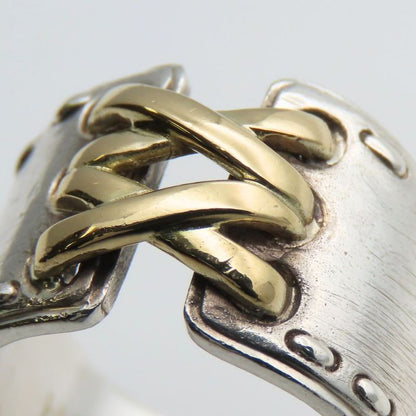 Hermes Ring Mexico Double 53 Silver 925 18K Yellow Gold Approx 8.6g Silver Gold