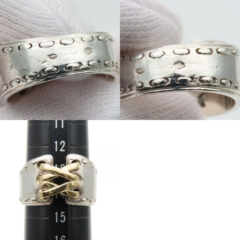 Hermes Ring Mexico Double 53 Silver 925 18K Yellow Gold Approx 8.6g Silver Gold