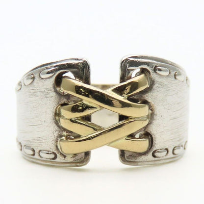 Hermes Ring Mexico Double 53 Silver 925 18K Yellow Gold Approx 8.6g Silver Gold