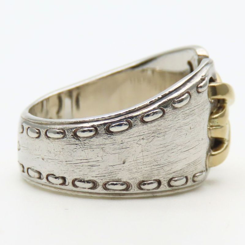 Hermes Ring Mexico Double 53 Silver 925 18K Yellow Gold Approx 8.6g Silver Gold