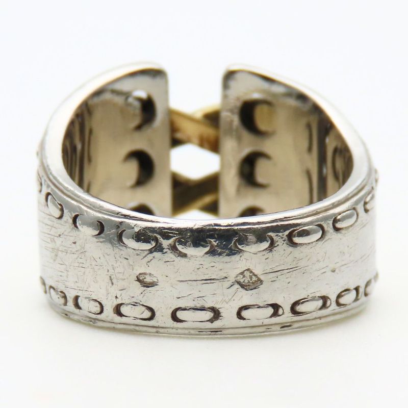 Hermes Ring Mexico Double 53 Silver 925 18K Yellow Gold Approx 8.6g Silver Gold