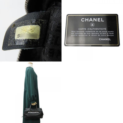 Chanel Handbag Chocobar Caviar Skin Black Silver Hardware Mini Boston 9 Series