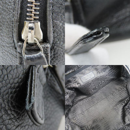 Chanel Handbag Chocobar Caviar Skin Black Silver Hardware Mini Boston 9 Series