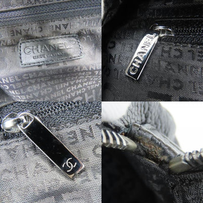 Chanel Handbag Chocobar Caviar Skin Black Silver Hardware Mini Boston 9 Series