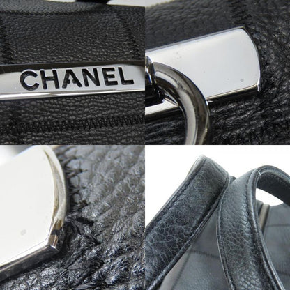 Chanel Handbag Chocobar Caviar Skin Black Silver Hardware Mini Boston 9 Series