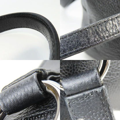 Chanel Handbag Chocobar Caviar Skin Black Silver Hardware Mini Boston 9 Series