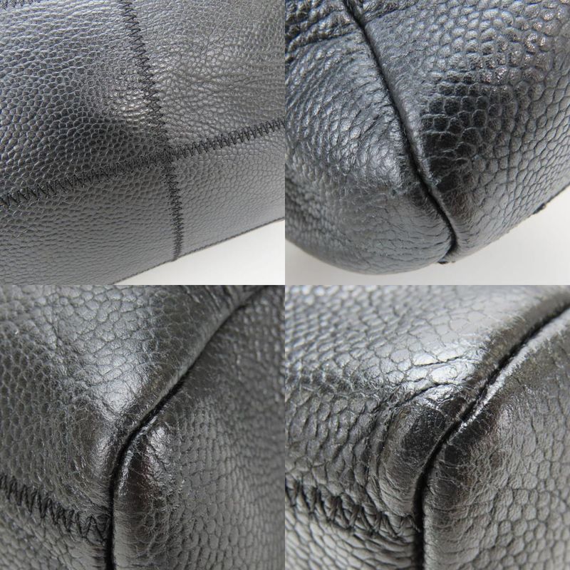 Chanel Handbag Chocobar Caviar Skin Black Silver Hardware Mini Boston 9 Series