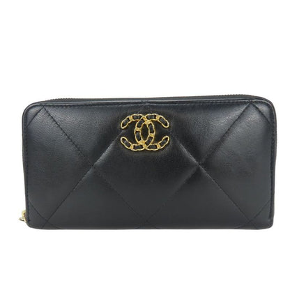 Chanel Long Wallet (round Zipper) Ap1063 19 Long Zip Wallet Lamb Skin Black