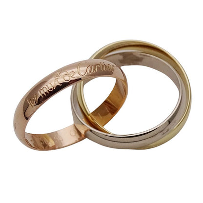 Cartier Ring Women's Brand Ring 750pg 750wg 750yg Trinity Classic Model Pink