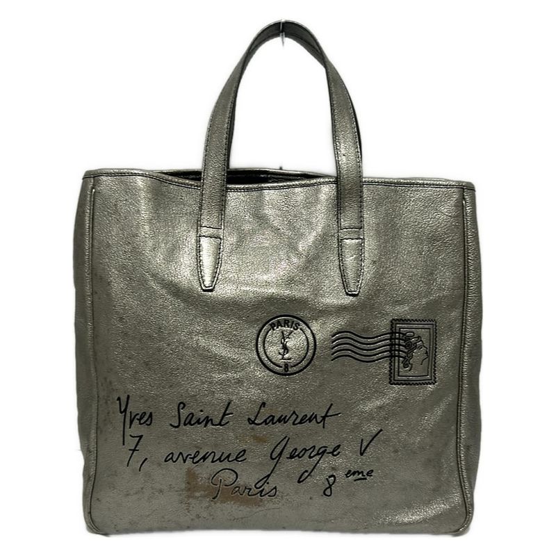 Yvessaint Laurent Rivegauche (ysl) Tote Bag Y-mail 188651 Silver Leather