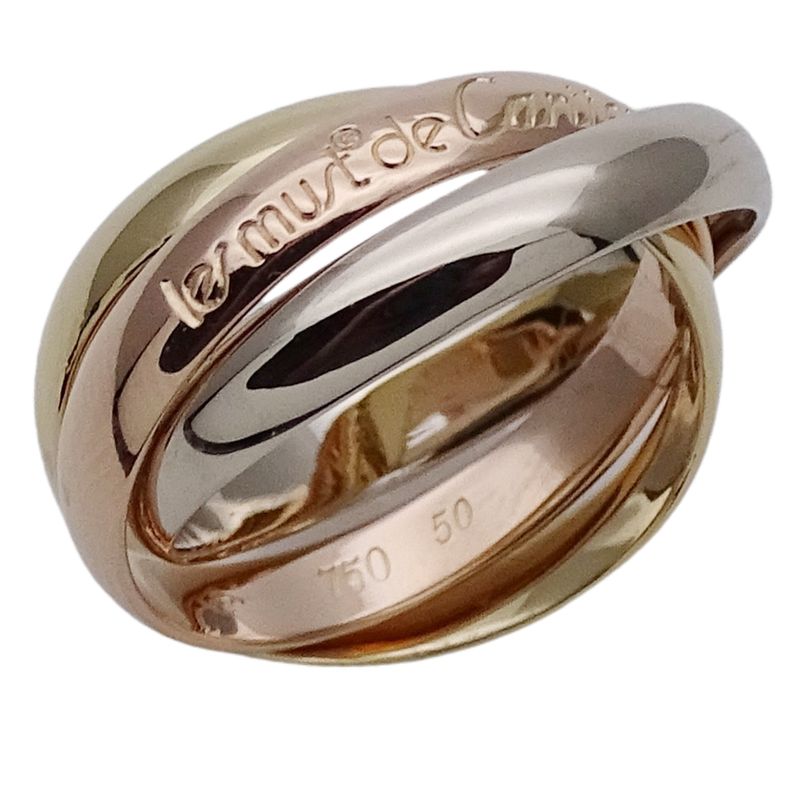 Cartier Ring Women's Brand Ring 750pg 750wg 750yg Trinity Classic Model Pink